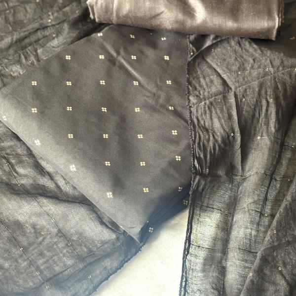 Black coloured Unstitched Churidar Material