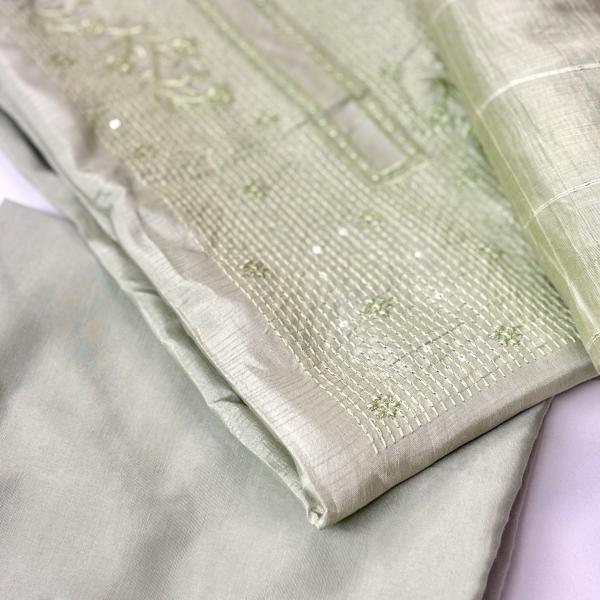 Unstitched churidar silk material