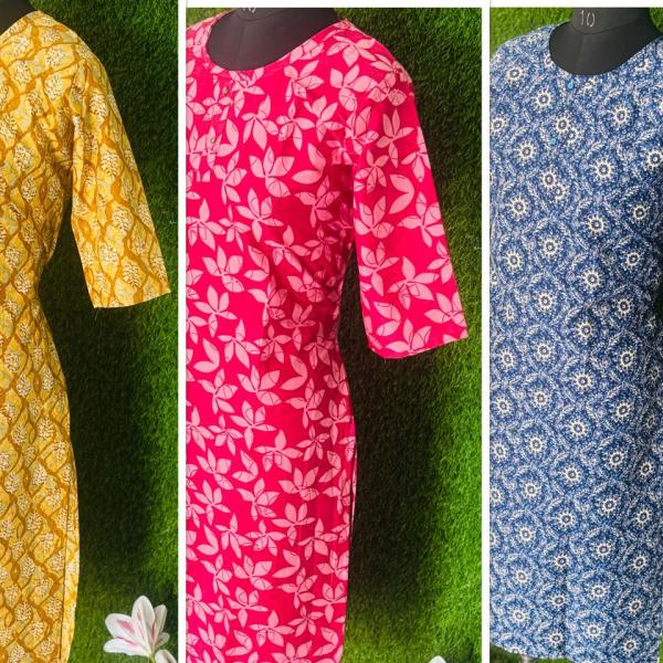 Pack of 3 Multi coloured Slitted Kurti Top for women