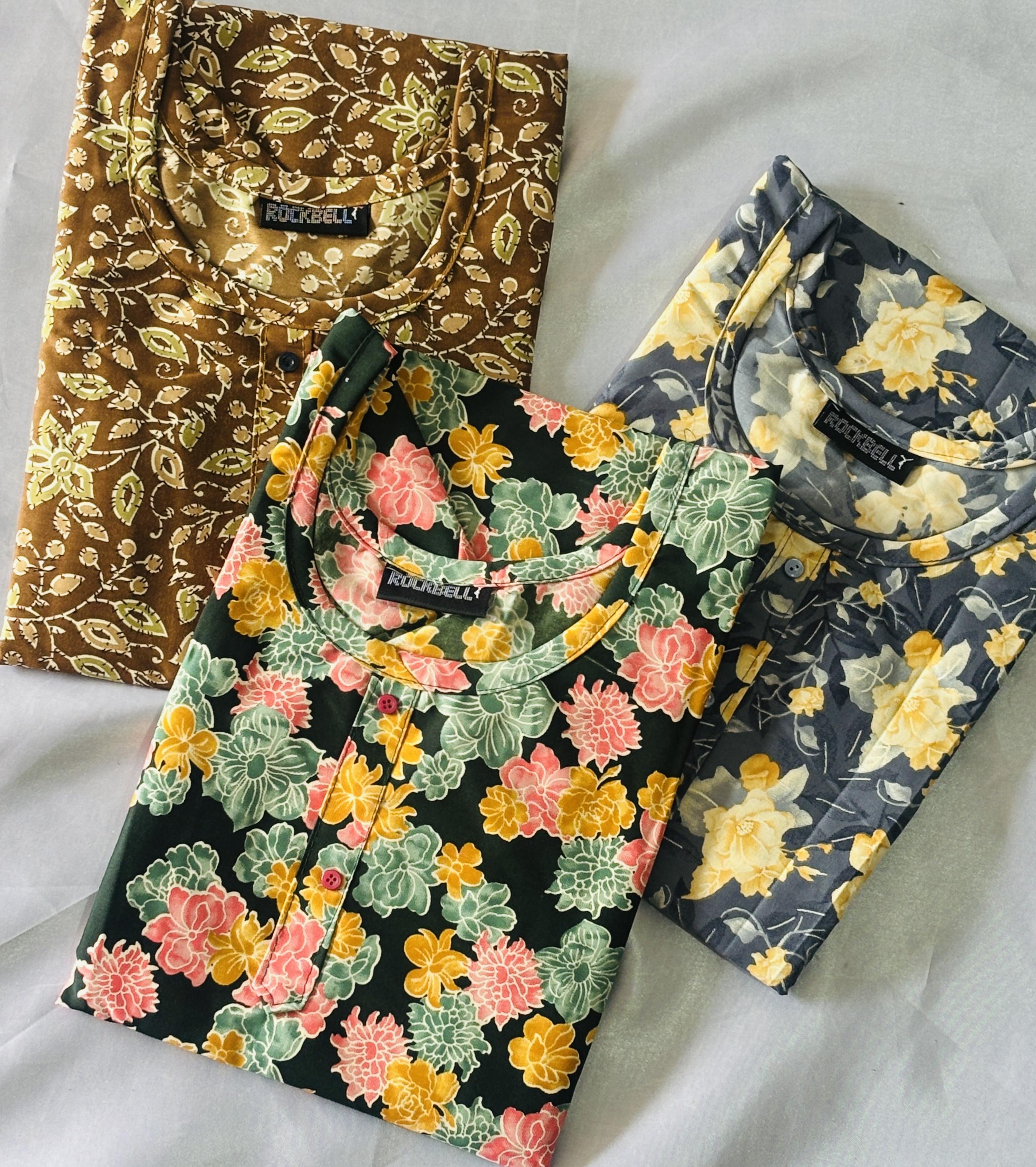 Pack of 3 Multi coloured Slitted Kurti Top for women