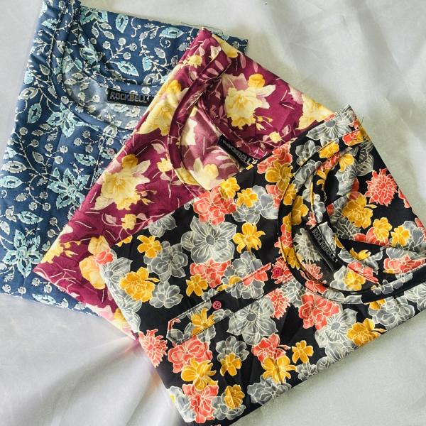 Pack of 3 Multi coloured Slitted Kurti Top for women