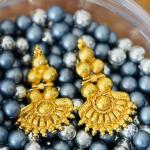 Gold plated jhumka earring resembling temple jewellery for women