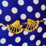 Gold plated traditional fan like design ear studs for women