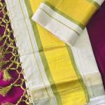 Kerala traditional KASAVU SETTU MUNDU(Half saree)