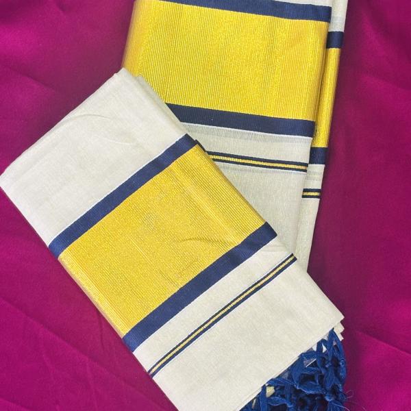 Kerala traditional KASAVU SETTU MUNDU(Half saree)