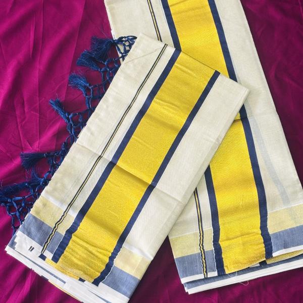 Kerala traditional KASAVU SETTU MUNDU(Half saree)