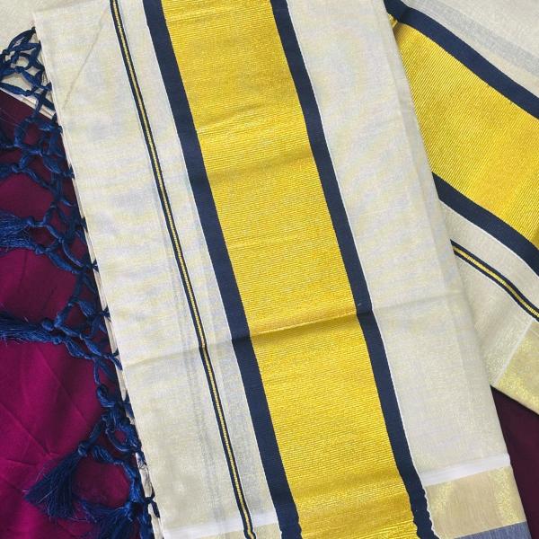 Kerala traditional KASAVU SETTU MUNDU(Half saree)